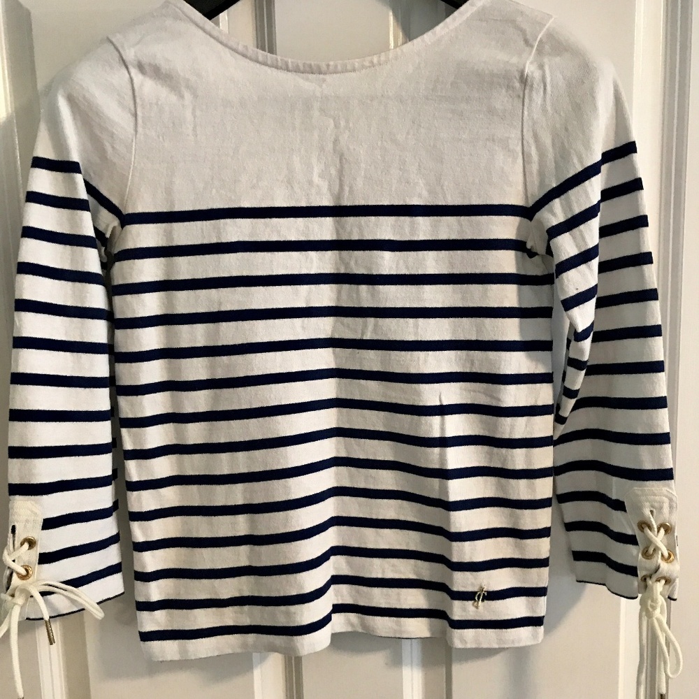 Juicy Couture Navy and White Striped Top